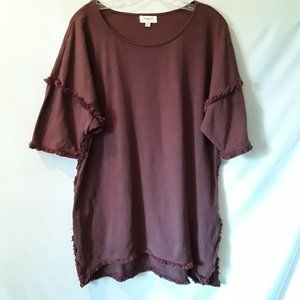 VGW Umgee maroon tunic with fringe